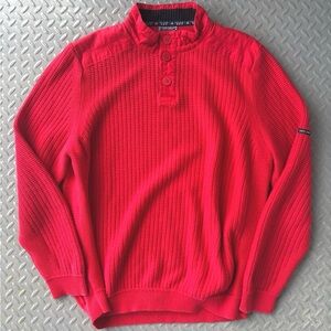 Saint James 1/4 Buttoned Ribbed Cotton Knit Men’s Sweater with Cotton Shoulder